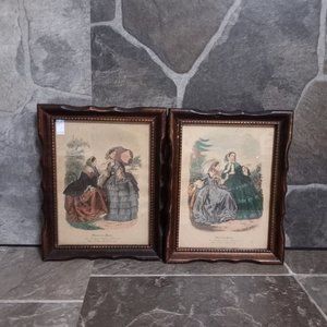 Miroir Des Modes Paris Fashions Framed Lithographs Set of 2 1948